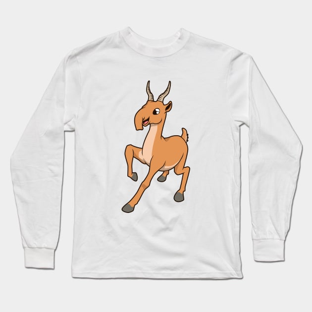 Kawaii Saiga antelope Long Sleeve T-Shirt by Modern Medieval Design